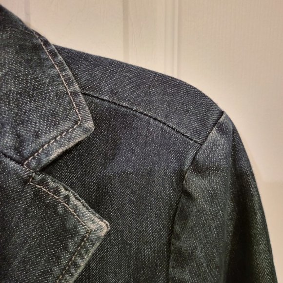 90s ANN TAYLOR Denim Blazer STREET STYLE - Size: 6 - Picture 6 of 9